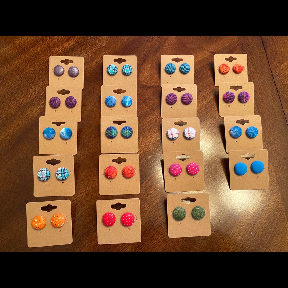 Fabric button earrings